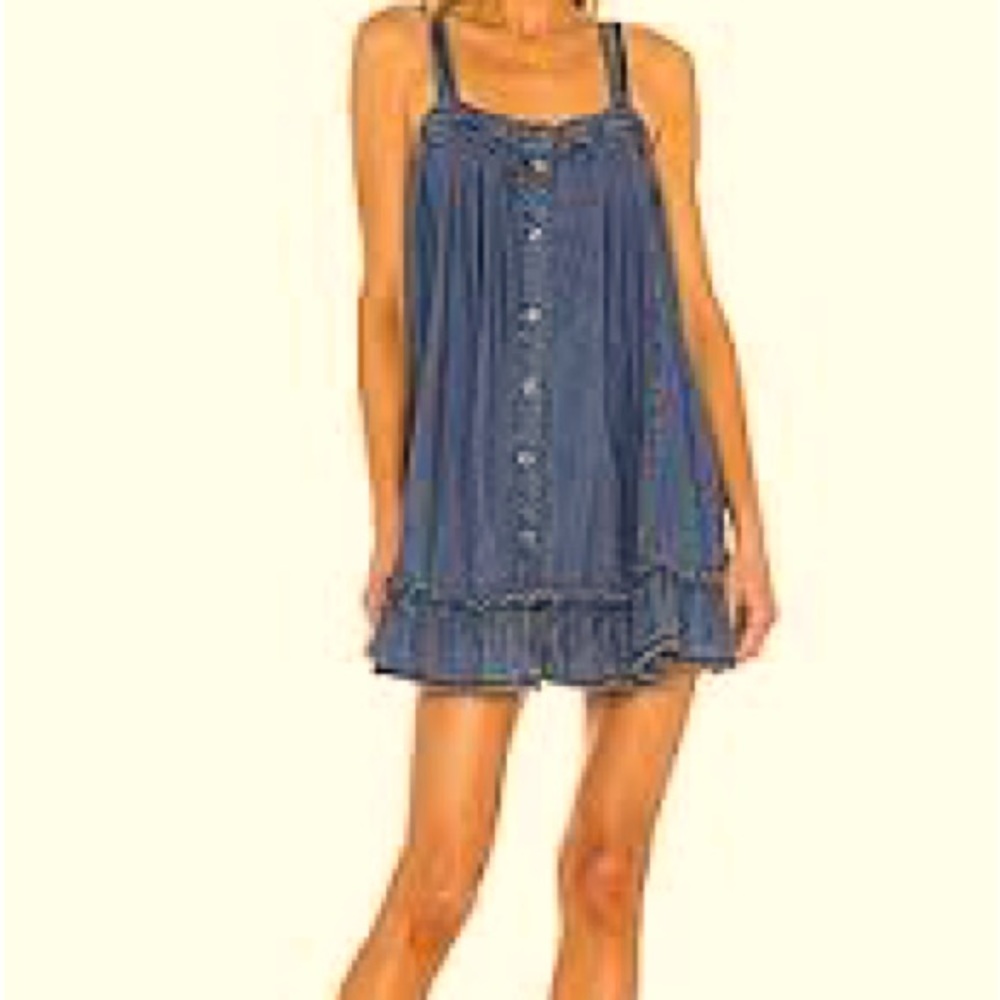 Blue Sleeveless Button-Front Sundress